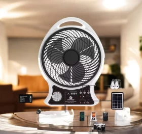 Solar Fan with Speaker – AC/DC Powered | Cooling + Entertainment Anywhere!