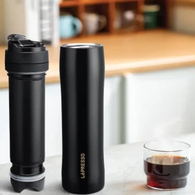 LePresso Stainless Steel Portable French Press – Black