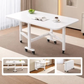 Foldable Rolling Dining Table with Wheels – 100 × 60 × 75 cm