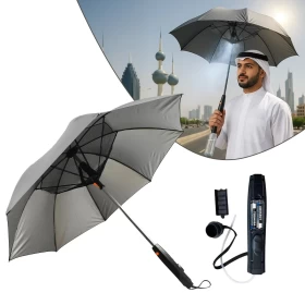 Portable Powered UV-blocking  Mist Umbrella with Cooling Fan Function