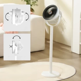 Rechargeable Floor Fan with Adjustable Height and Built-in LED Light (HR2607)