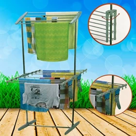 Foldable Clothes Drying Rack with Two Tiers