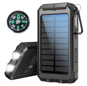Solar Power Bank Portable Charger With Dual USB Flashlight -38800mAh