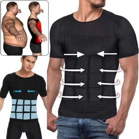 ZERO BODY Men-Slimming-Body-Shaper-Compressor TShirt Black-0064