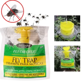 Outdoor Hanging Fly Trap Bag With Built In Bait