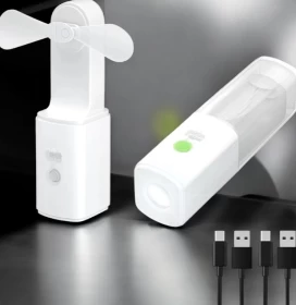 SEVENKA 2-Pack USB-C Rechargeable Fans with Flashlight