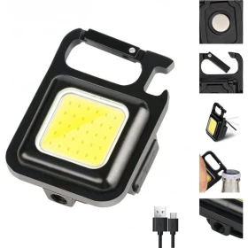 COB Rechargeable Keychain LED Flashlight – Mini Pocket Light