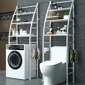 Over-Washing Machine Storage Rack – 3-Tier Organizer Shelf with Side Hooks