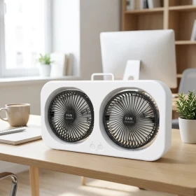 Dual Rechargeable Desk Fan with 3 Speeds (F8)