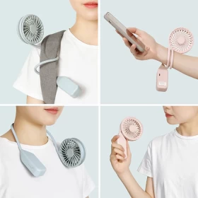 Portable USB Hands-Free Fan – 2000mAh Battery & 3 Speeds