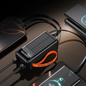 50000mAh Solar Power Bank with 4 Built-in Charging Cables