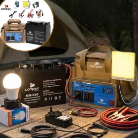 Conpex 40000mAh Jump Starter Battery with Power Inverter, LED Bulb & Cables