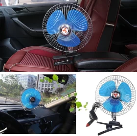 12V Car Cooling Fan – 8-Inch Rotating Clip-On Fan