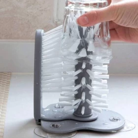 Cup Washer – Double-Sided Bristle Brush with Suction Base