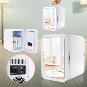 Mini Refrigerator with LED Light & Mirrored Door – 4L