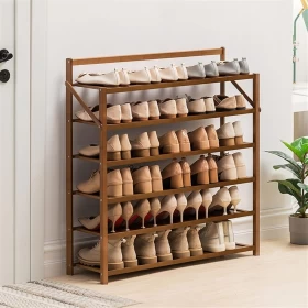 Rack 6-Tier Foldable Bamboo Shoe Stand – 70cm | Modern & Space-Saving
