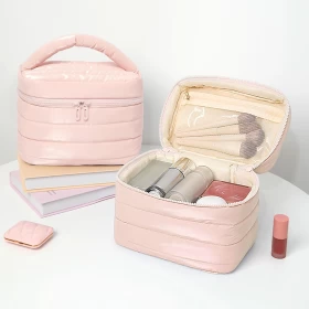 Prite Puffy Padded Makeup Bag (Pink)