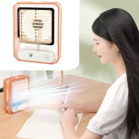 Small Desk Fan with Mist Spray & LED Night Light