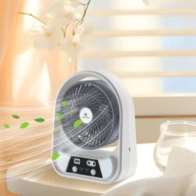 Portable Solar Fan with 2 LED Bulbs – 3000mAh