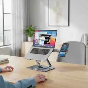 Porodo Foldable 360° Dual-Use Laptop Stand with MagSafe Phone Holder