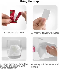 Compressed Cotton Travel Towels Resealable Pack -20 pcs